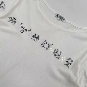 PICONE ピッコーネ ビーズ 刺繍 星座 デザイン 半袖Tシャツ カットソー サイズ 38 /白 ホワイト/レディース/日本製の画像4