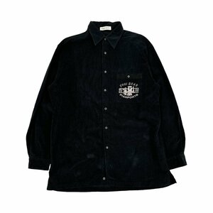 ヨギベア刺繍!!◆PIASPORTS ピアスポーツ キャラクター デザイン 長袖シャツ パイル地 コーデュロイ風 サイズ 3/ブラック/メンズ 日本製