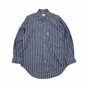 TRUSSARDI トラサルディ ストライプ柄 長袖 シャツ Mサイズ/ブルー系 青系/メンズ/レトロ ビンテージ