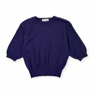 pierre cardin ピエールカルダン 半袖 ウールニット セーター サイズ M/パープル/レディース ビンテージ