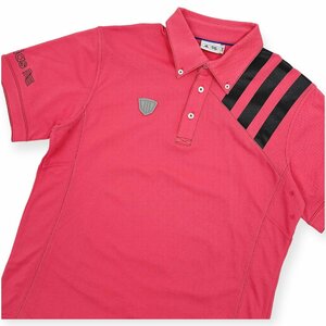 美品◆adidas golf アディダスゴルフ ボタンダウン BD 半袖 ドライ ポロシャツ M /ピンク/メンズ/スポーツ