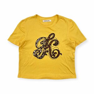 GKITALIYA 伊太利屋 イタリヤ ビッグ ロゴ デザイン 半袖 カットソー Tシャツ サイズ11/イエロー 系 レディース
