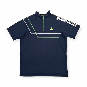 le coq sportif ルコックゴルフ ハーフジップ 半袖 ドライシャツ Lサイズ / ネイビー メンズ スポーツ