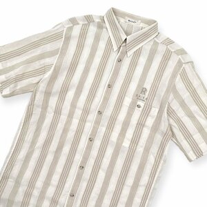 RAIKA ライカ SOZI ソジ リネン&コットン ストライプ スナップダウン 半袖シャツ L/メンズ/紳士/日本製