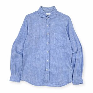 麻100%◆UNITED ARROWS green label relaxing ユナイテッドアローズ グリーンレーベル 長袖 リネンシャツ S /ブルー/メンズ