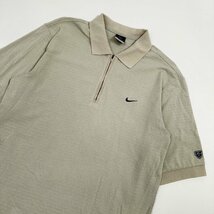 ゴルフ◆NIKE GOLF ナイキ ハーフジップ ボーダー柄 半袖 シャツ ポロシャツ ドライ Mサイズ/ライトグレー系 ベージュ系/メンズ スポーツ_画像2