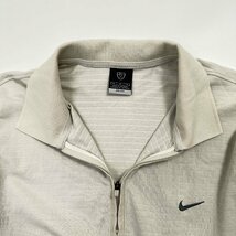 ゴルフ◆NIKE GOLF ナイキ ハーフジップ ボーダー柄 半袖 シャツ ポロシャツ ドライ Mサイズ/ライトグレー系 ベージュ系/メンズ スポーツ_画像5