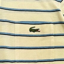 レア!!ビンテージ!! 70s 80s◆CHEMISE LACOSTE ラコステ ボーダー柄 文字ワニ 半袖 ポロシャツ サイズ3/クリーム系/メンズ_画像4