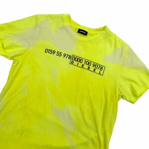 DIESEL ディーゼル 半袖 コットン 立体デザイン Tシャツ カットソー Mサイズ程度/蛍光イエロー系/メンズ ディーゼルジャパン