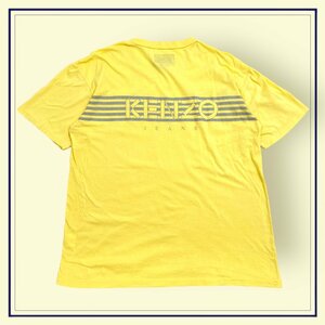 激レア!! 80s 90s ビンテージ◆北斎タグ◆背面プリント◆ KENZO jeans ケンゾー 半袖 コットン シャツ フリーサイズ/イエロー系/波タグ