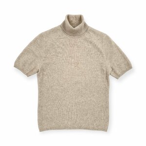 カシミヤ100%◆UNIQLO ユニクロ タートルネック 半袖 ニットセーター M / ベージュ レディース カシミア k-146