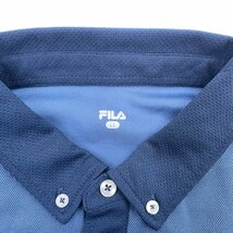 FILA フィラ オーバーサイズ ロゴ刺繍 ドライ 半袖 ポロシャツ LLサイズ /ネイビー ブルー 系/スポーツ_画像6