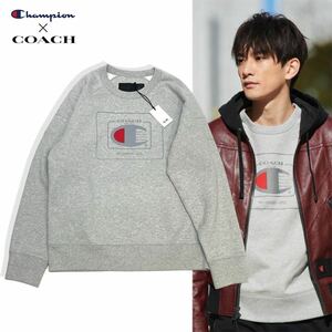 新品 国内正規品 Coach x Champion Athleticwear コーチ×チャンピオン logo Sweatshirts コラボ スウェット トレーナー M グレー