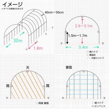 ビニールハウス φ32 5m40cm x 30m パイプハウス ハウス メダカ 家庭菜園 植物 観葉植物 鯉 錦鯉 金魚 魚 温室 飼育 菜園 小屋 _画像1