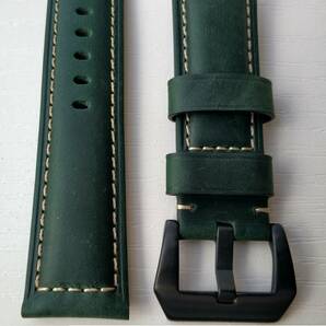 CG24-B オリーブグリーン パネライ代用ベルト24mm腕時計 革 ベルトデカ厚 48mmケースバンド 腕時計 替えベルト メンズ 工具付きの画像2