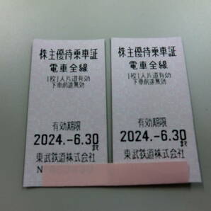 ★送料込み 東武鉄道 株主優待乗車証 2枚セット 2024.6.30期限 ②の画像1