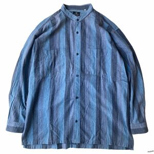 im ISSEY MIYAKE the shirts イッセイミヤケ ハミルトン期 アーカイブ ヴィンテージ バンドカラー シャツ ストライプ ジャケット デニム L