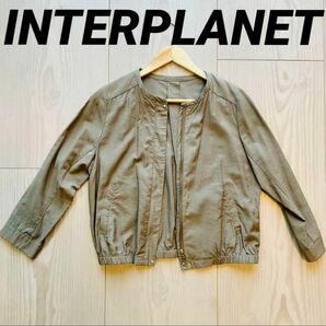 インタープラネット INTERPLANET スプリングコート シアーブルゾン ノーカラージャケット 羽織物