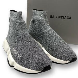 良品 バレンシアガ BALENCIAGA　スニーカー スピードトレーナー シルバー 24表記