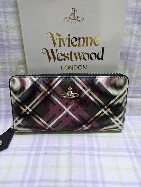 ★特価　未使用　Vivienne Westwood 長財布 ストライプ　チェック柄　55VV305