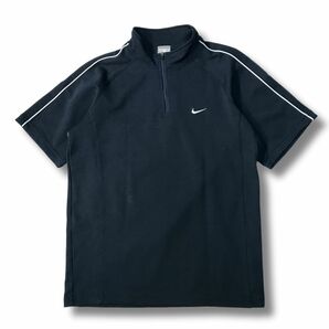 《良品◎》NIKE ナイキ★ワンポイント*半袖*ハーフジップ＊プルオーバーシャツ*ゴルフ*スポーツ*カットソー*ネイビー*サイズM(MS2783)◆S60の画像1