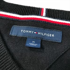 《良品◎》TOMMY HILFIGER トミーヒルフィガー★ワンポイント*Vネックコットンニット*セーター*ブラック*サイズM(MW3342)◆S60の画像4