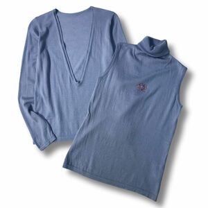 { recommended *} Italiya ita rear * ensemble *ta-toru neck knitted * light blue * size 9(LA1809)*S60