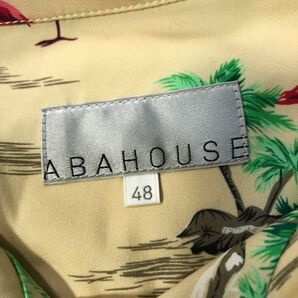 《良品◎》ABAHOUSE アバハウス★総柄デザイン*フラミンゴ*アロハシャツ*イエロー*サイズ48(MS2800)◆YPの画像4