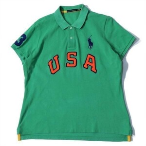 《オススメ◎》RALPH LAUREN ラルフローレン★USA*ナンバリング*半袖ポロシャツ*グリーン*サイズXL(MS1343)◆YP