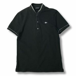 《良品◎》LACOSTE ラコステ★日本製*ワンポイント*バンドカラーポロシャツ*カットソー*ブラック*サイズ2(MS2721)◆S60