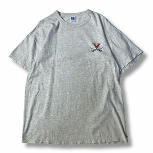 《良品◎》RUSSELL ATHLETIC 90s★アメリカ製*ワンポイント*バックデザイン*Tシャツ*カットソー*グレー*サイズL(MS2718)◆S60