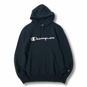 《良品◎》Champion チャンピオン★ビッグロゴ*フーデットプルオーバーパーカー*ブラック*サイズL(MA6202)◆S80