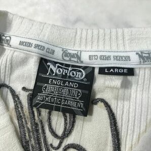 《良品◎》Norton ノートン★ワンポイント*バックデザイン*刺繍*5分丈袖Tシャツ*カットソー*オフホワイト*サイズL(MA6198)◆S60の画像5