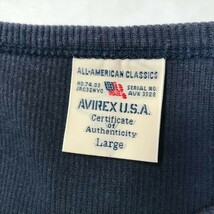 《良品◎》AVIREX アヴィレックス★Vネック*中袖Tシャツ*カットソー*ネイビー*サイズL(MA6100)◆S60_画像6