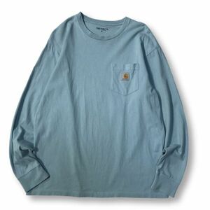 《オススメ◎》Carhartt カーハート★ワンポイント*長袖*ポケットTシャツ*カットソー*グレー*サイズS(MA6213)◆S60