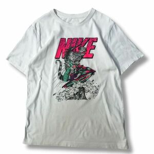 《良品◎》NIKE ナイキ★ビッグロゴ*半袖*ジェットスキー*トカゲ*イラストTシャツ*カットソー*ホワイト*サイズM(MS2733)◆YP