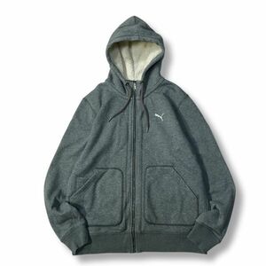 《良品◎》PUMA プーマ★ワンポイント*フーデットジップアップパーカー*グレー*サイズL(MW3276)◆S80