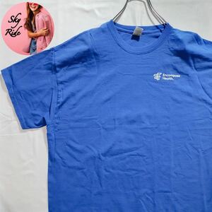 GILDAN ギルダン メンズ 半袖 企業ロゴ 英字 プリント ヴィンテージ Tシャツ 半袖Tシャツ ブルー XL 90's 古着 #MA0438