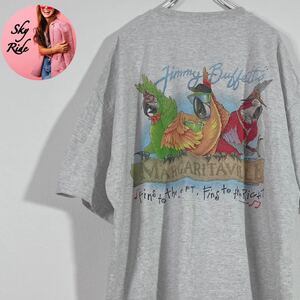 ジミーバフェット マルガリータヴィル メンズ 鳥 バード 半袖 プリント ヴィンテージ Tシャツ グレー 2XL 90's 古着 #TB0767