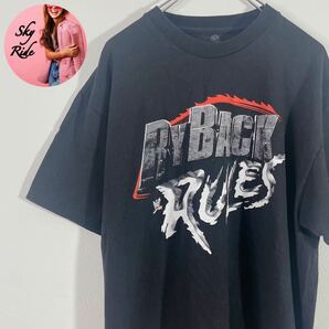 WWE プロレス メンズ 半袖 ライバックルールズ プリント ヴィンテージ Tシャツ 半袖Tシャツ ブラック XL 90's 古着 #TB0770