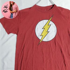 THE FLASH ザフラッシュ メンズ 半袖 デカロゴ プリント サンダー ヴィンテージ Tシャツ 半袖Tシャツ レッド XL 90's 古着 #MA0480