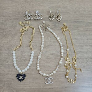 シャネル CHANEL Dior ディオール ネックレス ピアス まとめ セット パール 真珠 フェイクの画像1