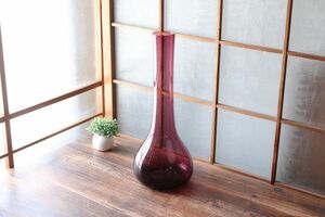 ☆ガラス製 フラワーベース 高さ45㎝ パープル インテリア花瓶 オブジェ 飾り物 Ap1706