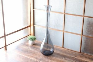 ☆ガラス製 フラワーベース 高さ51㎝ グレー インテリア花瓶 オブジェ 飾り物 Ap1705