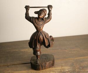 ☆②木彫 男性像 高28.5cm 木製 置物 彫刻 アジアン 人物像 インテリア オブジェ AP1902