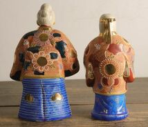 ☆美品 九谷焼 八幡窯 高砂 人形 翁 媼 金彩 色絵 置物 日本人形 長寿 健康 縁起物 陶器 和風 おきな おうな 工芸品 AP1808_画像6