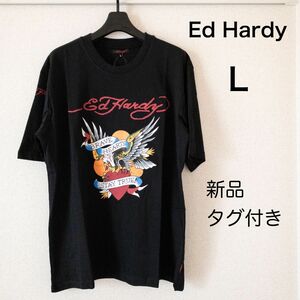 【新品タグ付き】エドハーディ Tシャツ 半袖 L メンズ 黒 イーグル ブラック トップス