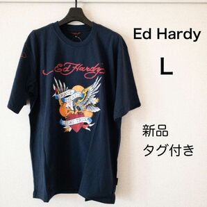【新品タグ付き】エドハーディ Tシャツ 半袖 L メンズ イーグル ネイビー クルーネック