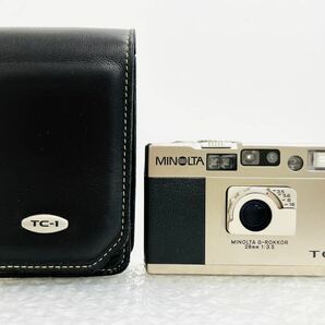 ♪ 美品 通電品 フラッシュOK MINOLTA ミノルタ TC-1 G-ROKKOR 28mm 1:3.5 高級 フィルムカメラ コンパクトカメラ の画像1