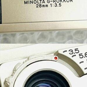 ♪ 美品 通電品 フラッシュOK MINOLTA ミノルタ TC-1 G-ROKKOR 28mm 1:3.5 高級 フィルムカメラ コンパクトカメラ の画像5